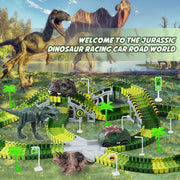 Dinosaur Toys, Create A Dinosaur World Road Race, Dinosaur Track Toys | Flexible Track Playset, 2 pcs Cool Dinosaur Car, Dinosaur Race Car Track for 3 4 5 6 Year & Up Old Boy Girls Best Gift