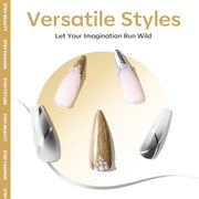 modelones Chrome Liner Gel Nail Polish Gold Silver Built-in Fine Brush | Metallic Nail Art Gel French Tip Mirror Effect No Powder Needed Paint Draw Swirl Design Long Lasting DIY U V Manicure Stuff
