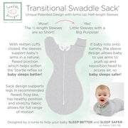 SwaddleDesigns Transitional Swaddle Sack, Cotton, Heathered Jadeite, 0-3mo | Arms Up Half-length Sleeve Partially Suppress Moro reflex, Most Gradual Transition Swaddle for Newborn, Safe for Rolling Baby