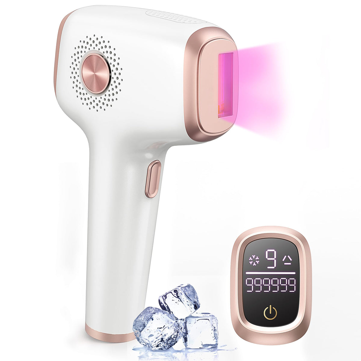 INNZA IPL Hair Removal with Ice Cooling Care Function for Women and men | Long-Lasting Results,999,999 Flashes Painless Hair Removal, for Armpits Legs Arms Bikini Line,Corded, White