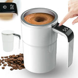 Electric coffee mug with a built-in LCD thermometer