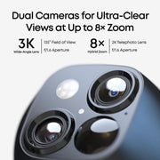 eufy Security SoloCam S340, 3K Dual-Lens Solar Security Camera | 360° Coverage, Pan & Tilt, No Blind Spots, AI Detection & Tracking, Color Night Vision, No Monthly Fee, Built-in 8GB