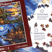 Pixlora Puzzles for Adults 1000 Pieces, 2 Pack Unique 1000 Piece Lake and Night View Jigsaw Puzzles, Premium Scenic Landscape Puzzles & Nature Theme for Challenging Game Night