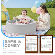 SHJADE Foam Ball Pit, 35.4"x 11.8" Ball Pits for Toddlers-Grey | Soft Memory Sponge Round Playpen Ball Pool for Kids, Ideal Gift for Babies, Indoor and Outdoor Game, Balls not Included