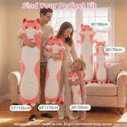Mewaii Kids Body Pillow Pink Long Cat Plush 20 in, Extra Filling Soft Cute