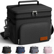HOTOR Insulated Lunch Box Men Women Leak-Proof Cooler Lunch Bag 9L | 4 Pockets, Adjustable Strap, Ideal for Work, Picnic, Travel, Camping, Gift, Black