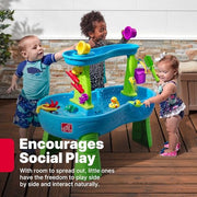 Step2 Rain Showers Splash Pond Toddler Water Table, Outdoor Kids Water Sensory Table, Ages 18+ Months, 13 Piece Water Toy Accessories, Blue & Green