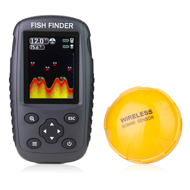 Venterior Portable Rechargeable Fish Finder Wireless Sonar Sensor Fishfinder Depth Locator with Fish Size, Bottom Contour, Color LCD Display