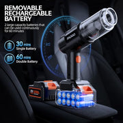 Car Vacuum Portable Cordless, 50000Pa High Power Brushless Motor, Rechargeable Handheld Vacuum with 2 Batteries & Charger, 6-in-1 Vacuum Cleaners for Home, Pet Hair & Keyboard, Ink Black