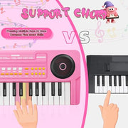 Upgraded 37 Keys Kids Piano Keyboard with Mic for 3 4 5 6 Boys Girls - Pink | Portable Toddler Music Toys Musical Instrument Birthday Xmas Gift