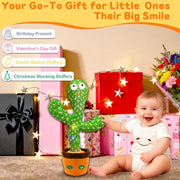 Hunfur Interactive Dancing Talking Cactus Toy, Repeat What You Say | Singing Recording with LED Lights, Sensory Development & Motor Skill Building, Birthday Gift for Boy Girl