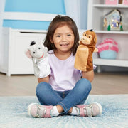 Melissa & Doug Safari Buddies Plush Hand Puppets 6-Piece Pretend Play Set | 6 Plush Safari Animal Hand Puppets, Elephant, Tiger, Parrot, Giraffe, Monkey, Zebra, Washable, Toddler Toys for kids, Ages 2+