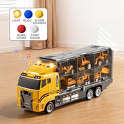 NIPLOOOW Kids Boys Construction Truck Vehicle Toy Set with Play Mat and Die-Cast Toy Car, Transport Carrier Truck for Kids 3-5, Birthday Gifts Toys for 3-8 Year Old Boys