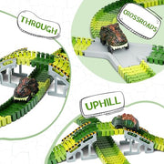 Dinosaur Toys, Create A Dinosaur World Road Race, Dinosaur Track Toys | Flexible Track Playset, 2 pcs Cool Dinosaur Car, Dinosaur Race Car Track for 3 4 5 6 Year & Up Old Boy Girls Best Gift