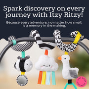 Itzy Ritzy Spiral Car Seat & Stroller Activity Toy Ages 0+ (High Contrast) | Baby Stroller & Car Seat Spiral Toy, Infant Sensory Activity Toy, Easy-Attach Hanging Toy With Textures, Sounds & Visual Play