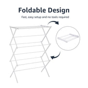 Amazon Basics Foldable Portable Clothes Drying Rack for Indoor Air Drying, Collapsible Design, 14.5" D x 29.5" W x 41.8" H, White
