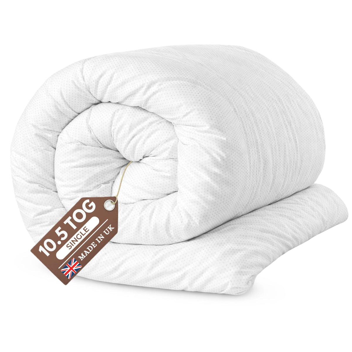 Quality Beddings Single Duvet 10.5 Tog | Breathable Duvets for All Year Round Comfort | Anti-allergy DuvetSingle with Hollowfibre Filling | Hypoallergenic Made in UK Single Quilt (135x200cm)