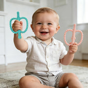 Fu Store Hollow Teether Tube Apple Shape Baby Teething Toy for Babies 0-36M | Baby Teether Toys Chew Straw Sensory Toys for Babies 0-6 0-12 Months Infant Toddlers Silicone Tubes Relief Soothing Gums Gift