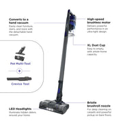 Shark Pet Cordless Stick Vacuum, 40-Min Runtime, Lightweight, Grey, IX141 | Powerful Suction, XL Dust Cup, LED Headlights, Removeable Handheld Vacuum for Carpet & Hard Floors, Crevice & Pet Tool​