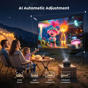 Portable Smart Projector [Bundled with Google TV Stick 14.0 & 4K Support & Dolby] with WiFi and Bluetooth HDR10,Ceiling Mini Movie Short Throw Projector Outdoor Auto Focus for Home Theater Bedroom