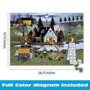 Buffalo Games - Charles Wysocki Know It All - 1000 Piece Puzzle for Adults | Story-Rich Folk Art Village Scene, Precision-Cut Snap Fit, Poster Included, 1000 Piece Puzzle for Adults, Jigsaw Puzzles