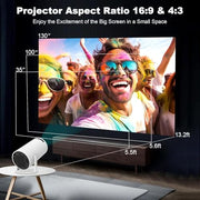 Mini Projector with Wifi and Bluetooth, Built-in App Portable Projector | Portable Projector 4K Support,Smart Video Projector with 210° Rotation,Compatible with iPhone/Android/Laptop/TV Stick