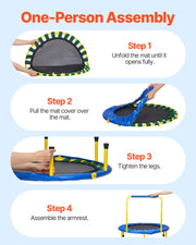 VEVOR 36"/55"/60" Trampoline for Kids with Enclosure Net & Safety Pad Adjustable Gymnastics Bar & Toys with ASTM CPC Certified Indoor/Outdoor Trampoline for Kids Age 3-12 + Birthday Gift