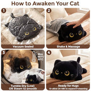 Mewaii Black Cat Plush Pillow Cute Plushies, Squishy & Huggable, 13 in | Cuddly Cat Stuffed Animal Pillow, Low-Shedding, PP Cotton Fill, Machine Washable, Desk Decor, Gift For Kids & Cat Lovers