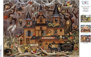 Buffalo Games Charles Wysocki 1000 Piece Puzzles, Trick or Treat Hotel | Full-Color Reference Poster, Made in USA, Sturdy Interlocking Pieces, Halloween Puzzle, 26.75 x 19.75 in, For Adults