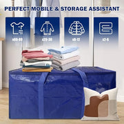 8 Pack Extra Heavy Duty Large Moving Bags with Strong Zipper & Carrying Handles, Sturdy Clothes Storage Bags Totes Bins, Packing Bag Move Boxes College Moving Supplies, Dark Blue - 24 gal