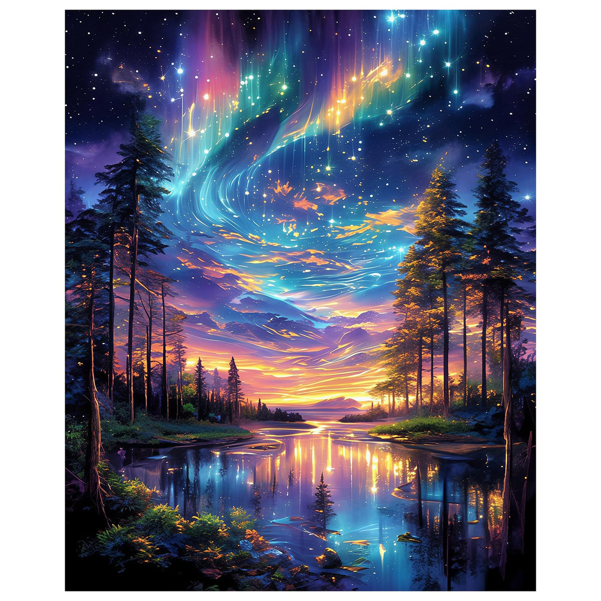 Starry Aurora Lake Puzzles for Adults 1000 Pieces,Interlocking No Dust | Challenging Jigsaw Puzzles,Thick Pieces with Matte Finish,Relaxing Night Sky Wall Art Decor,Stress Relief Gifts for Mom Dad