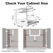 REALINN Under Sink Organizer, L-Shaped 2 Tier Pull Out Cabinet Organizer | Slide Out Under Cabinet Storage, For Kitchen and Bathroom, Metal Under Sink Storage with Sliding Drawer, 50 lbs, White 2 Pack