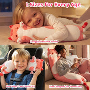Mewaii Kids Body Pillow Pink Long Cat Plush 20 in, Extra Filling Soft Cute