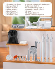 Steam Cleaner, 10-in-1 Detachable Handheld Steam Mop for Multi-Surface | 350ml Tank,10s Heat-Up,248°F Steam Cleaner,2-Level Control,Swivel Head for Carpet,Floor,Tiles,BBQ grill,Car Accessories