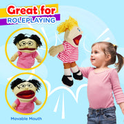 4E's Novelty Multicultural Hand Puppets for Kids - 8 Pack with Movable Mouth, Bulk Soft Plush Puppets for Kids Ages 4-8, for School Home Theater Shows, Teachers Classroom Supplies