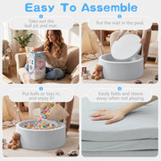 SHJADE Foam Ball Pit, 35.4"x 11.8" Ball Pits for Toddlers-Grey | Soft Memory Sponge Round Playpen Ball Pool for Kids, Ideal Gift for Babies, Indoor and Outdoor Game, Balls not Included