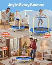 VEVOR 36"/55"/60" Trampoline for Kids with Enclosure Net & Safety Pad Adjustable Gymnastics Bar & Toys with ASTM CPC Certified Indoor/Outdoor Trampoline for Kids Age 3-12 + Birthday Gift