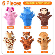 6 PCS Hand Puppets Set Animal Plush Puppet | Storytelling Teaching Toys for Kids Classroom Shows Birthday Party Favor Supplies Elephant Tiger Giraffe Monkey Lion Hippo