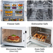 Dealusy 10 Sets 36 oz & 12 oz Glass Food Storage Containers with lids, Gray