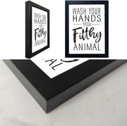 Bathroom Quotes Wall Decor, Black and White Bathroom Wall Art, Toilet Decor Signs Small Black Framed Canvas Art for Kid's Washroom