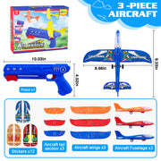 LJZJ 3pk LED Foam Plane Launcher, 2 Modes Outdoor Toy Gift Boys Girls 3+ | Foam glider features ejection & hand‑throwing 2 modes. LED lights deliver fun‑filled nighttime flying experience for kids