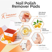 modelones Acetone Nail Polish Remover Pads 50 PCS Lemon