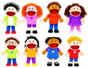 Fun Express Hand Puppets for Kids, 8 Multicultural, 14 Inch | Plush with Movable Mouths, Speech Therapy, Social Emotional Learning, Dramatic Play