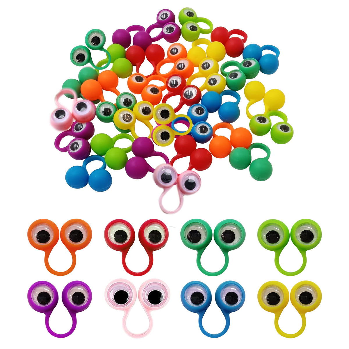 PPXMEEUDC Eye Finger Puppets Googly Eye Finger Puppets Wiggly Eyeball Finger Puppet Rings Eye Finger Toy Kids Party Favor A Pack of 32