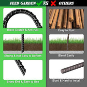 FEED GARDEN 12 Inch Rebar Stakes 16 Pack, Heavy Duty J Hook Ground Stakes | 5/16" Black Coated Ribbed Steel for Strong Soil Grip, Ideal for Fences, Tents, Canopies, Swing Sets & Outdoor Decorations