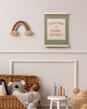 FGFK Everything Is Figureoutable Positive Affirmations Wall Art Poster Hanger Frame, Retro Pink and Green Inspirational Canvas Prints Framed Wall Decor for Office Classroom Home Bedroom, 12x16 Inch