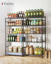 Sakugi Storage Shelves - 5 Tier Shelf Organizer, Heavy Duty Garage Shelving Unit with Leveling Feet, Stable Metal Shelves Organizer for Pantry, Kitchen and Closet, 33.0" W x 12.6" D x 72.0" H, Black