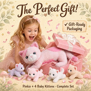 gnomantic Cat Stuffed Animals with Babies Inside, Mommy Toy for Kids
