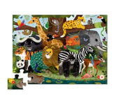 Crocodile Creek 36-Piece Jigsaw Floor Puzzle - Fun Floor Puzzles for Kids Ages 3-5 - Heavy-Duty Shaped Box for Storage - Jungle Friends - 24" W x 18" H Finished