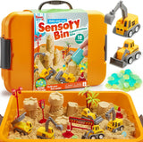 Klever Kits JOVA Construction Sensory Bin for Kids with Glow in The Dark Stones, Sandbox with Lid Castle Building kit, Preschool Learning Activities Gifts for Boys Girls Age 3+